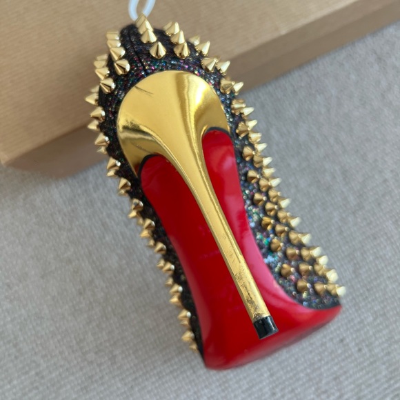 Christian Louboutin Follies Spikes 100mm Glitter Resille/Spec, Size EU 34 - Picture 9 of 11